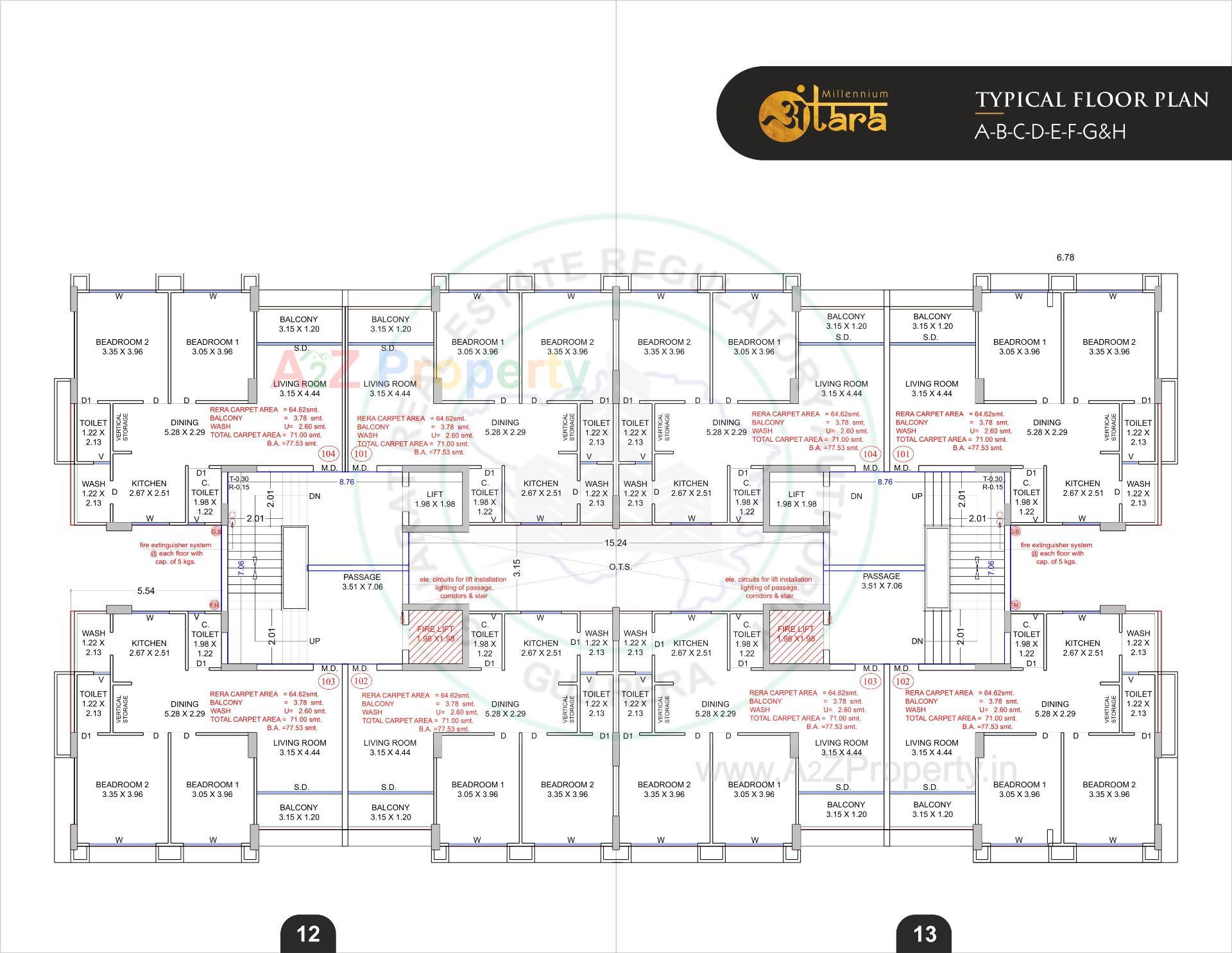 Layout of real estate project Millennium Antara located at Vesu, Surat, Gujarat