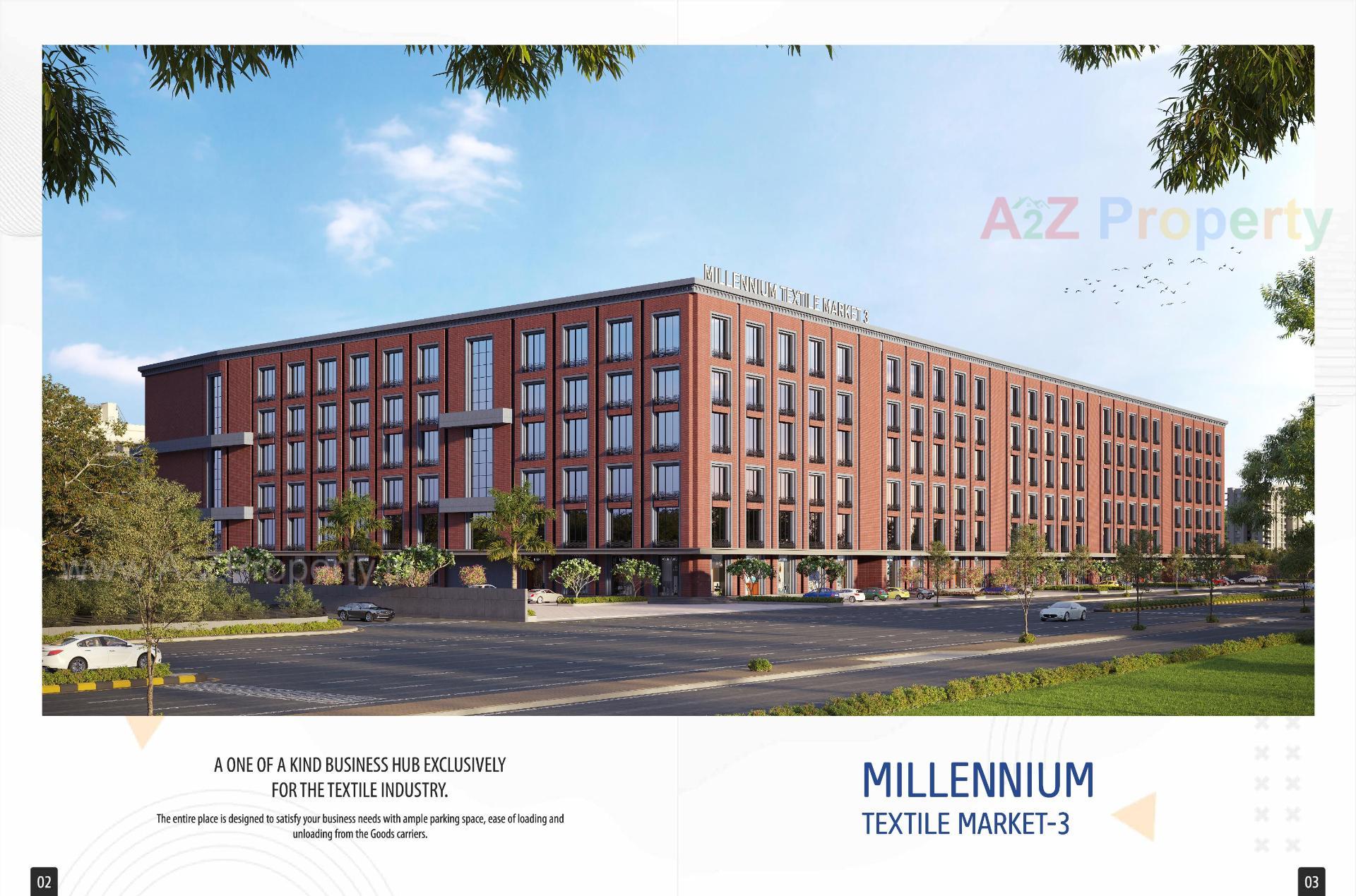 3D Elevation of real estate project Millennium Textile Market located at Anjana, Surat, Gujarat
