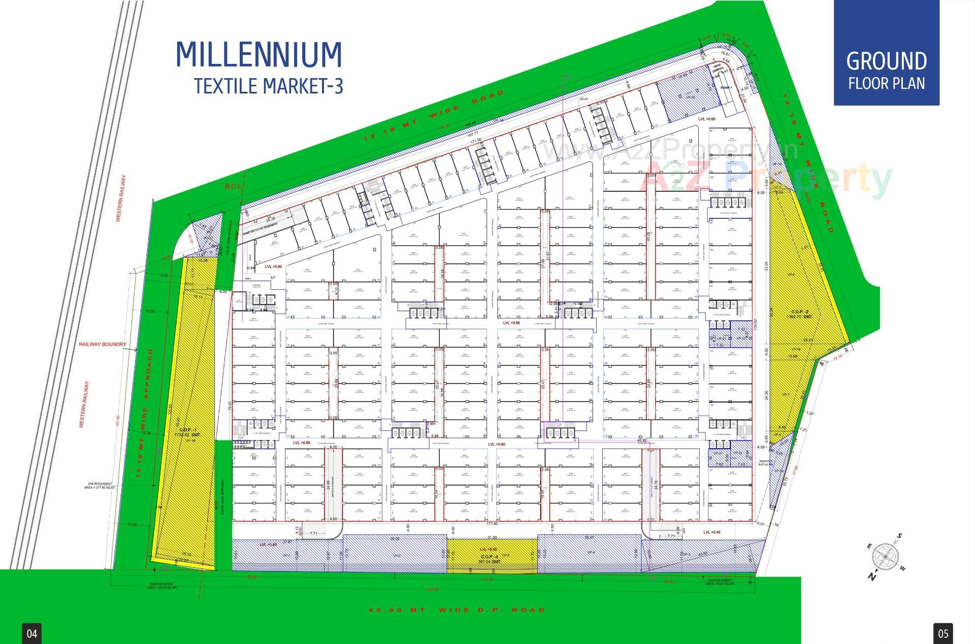 Layout of real estate project Millennium Textile Market located at Anjana, Surat, Gujarat