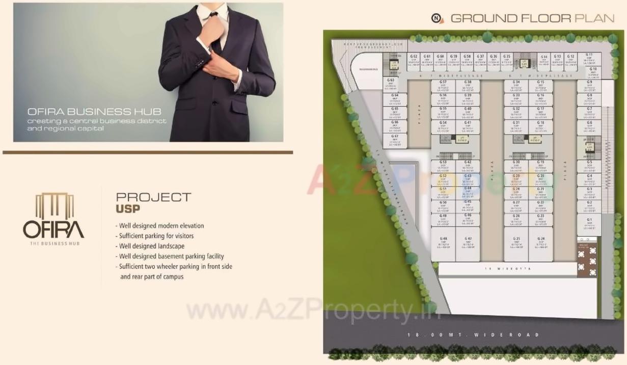 Layout of real estate project Ofira Business Hub located at Bharthana, Surat, Gujarat