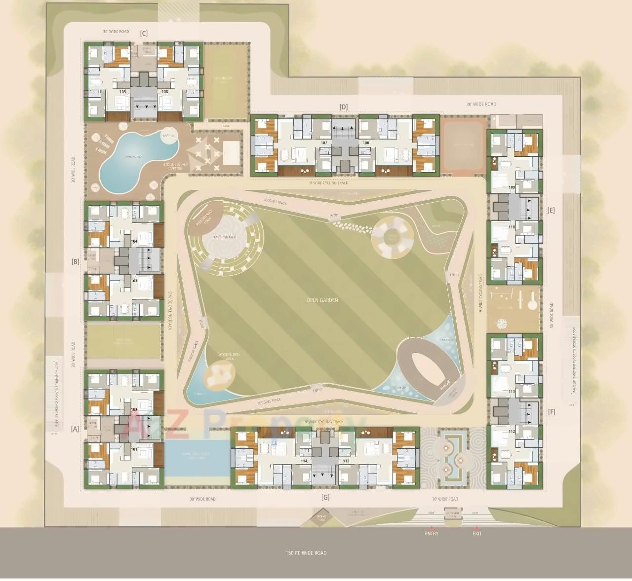 Layout of real estate project Ofira Peak located at Vesu, Surat, Gujarat