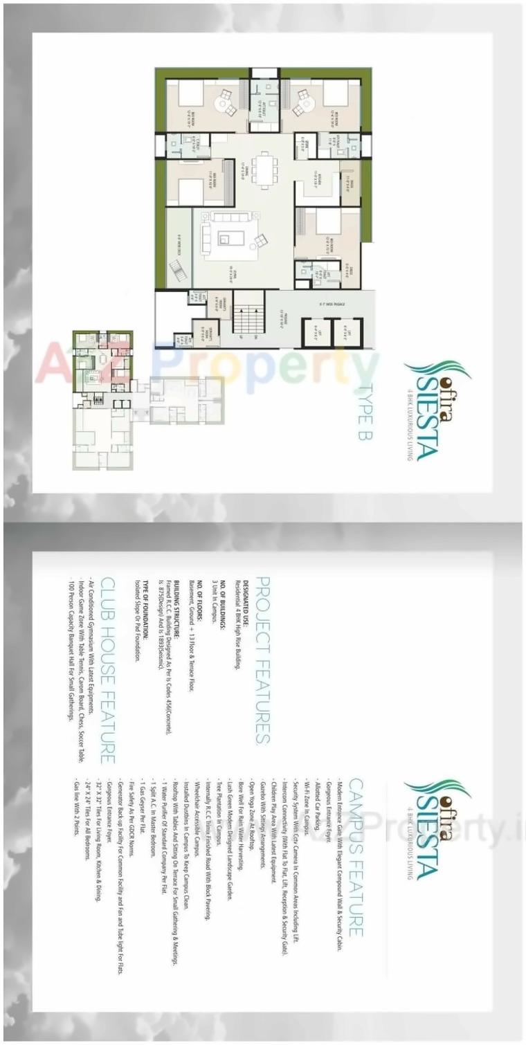 Layout of real estate project Ofira Siesta located at Vesu, Surat, Gujarat