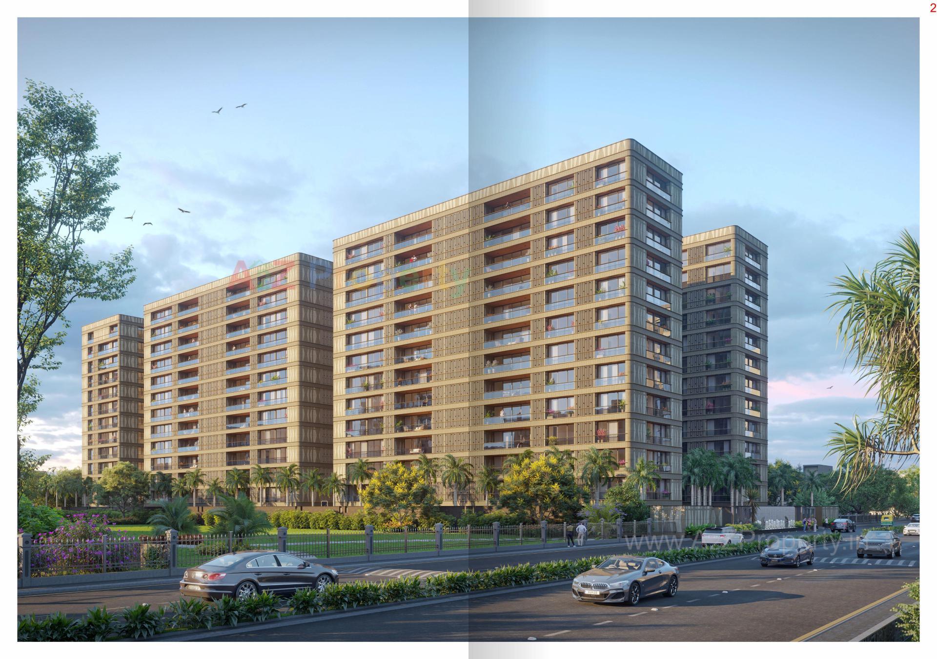 3D Elevation of real estate project Om Shashwat located at Vesu, Surat, Gujarat