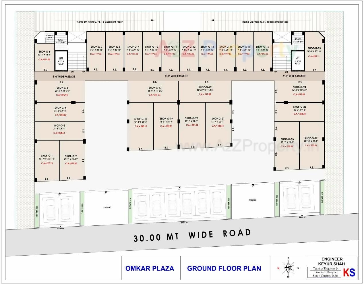 Layout of real estate project Omkar Plaza located at Bhesan, Surat, Gujarat