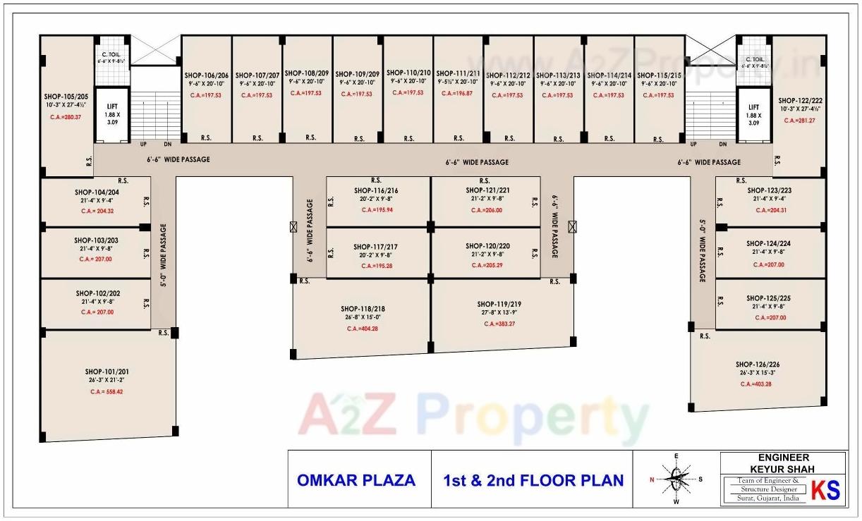 Layout of real estate project Omkar Plaza located at Bhesan, Surat, Gujarat