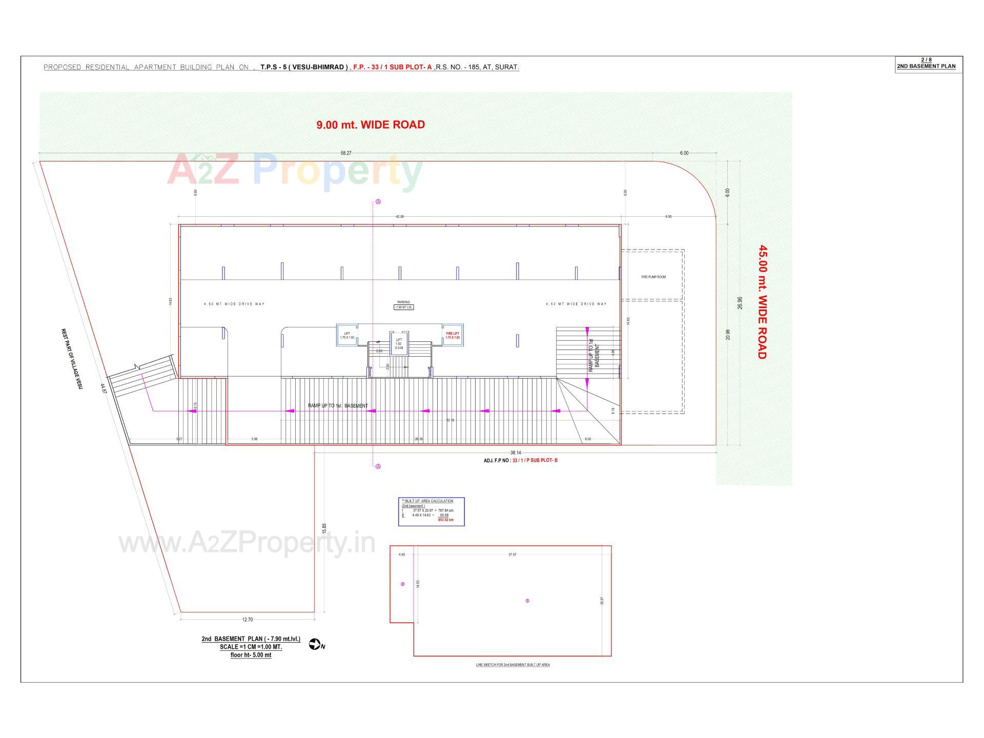 Layout of real estate project Optima Tower located at Vesu, Surat, Gujarat