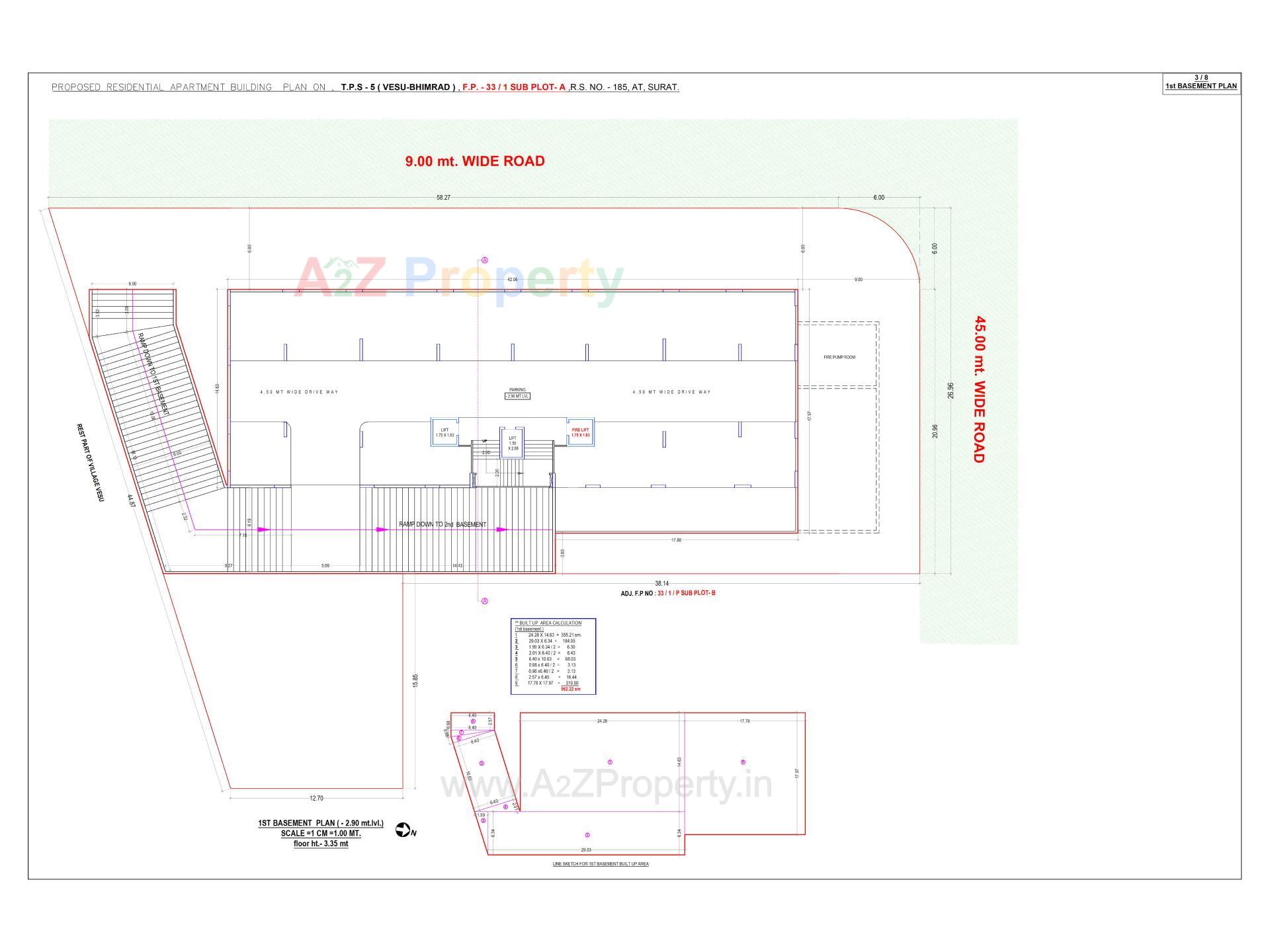 Layout of real estate project Optima Tower located at Vesu, Surat, Gujarat