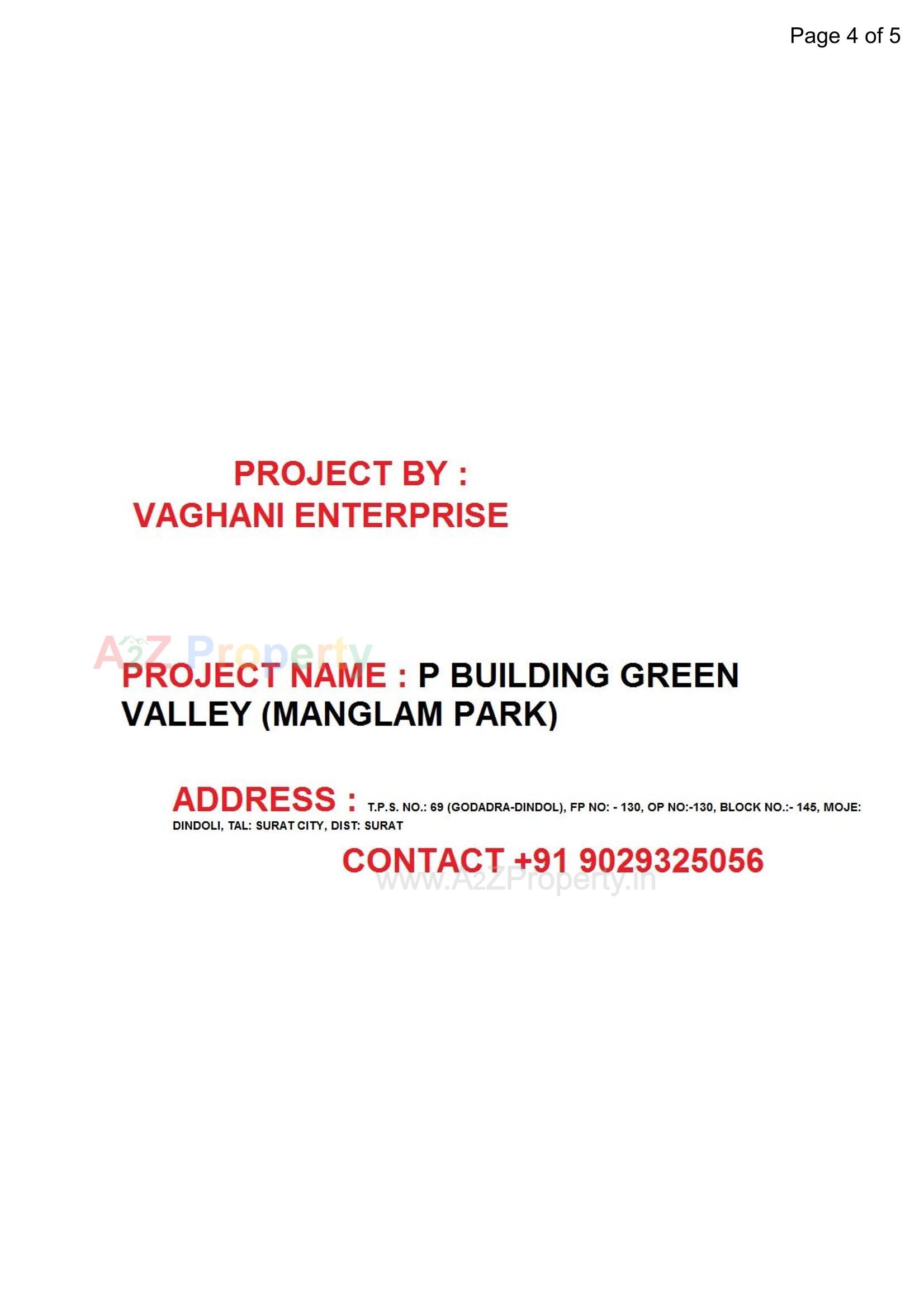  of real estate project P  Green Valley (manglam Park) located at Dindoli, Surat, Gujarat