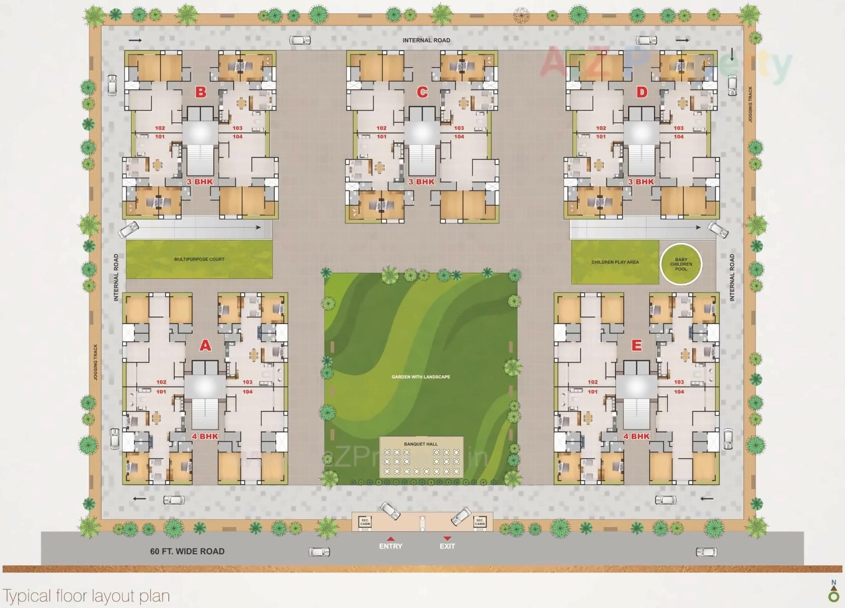 Layout of real estate project Pioneer Luxury located at Bhimrad, Surat, Gujarat