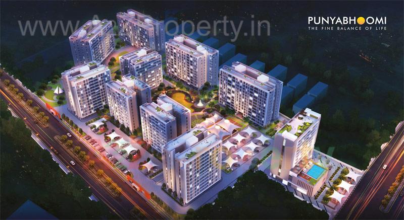 3D Elevation of real estate project Poonyabhumi   A,b,c,f located at Vesu, Surat, Gujarat
