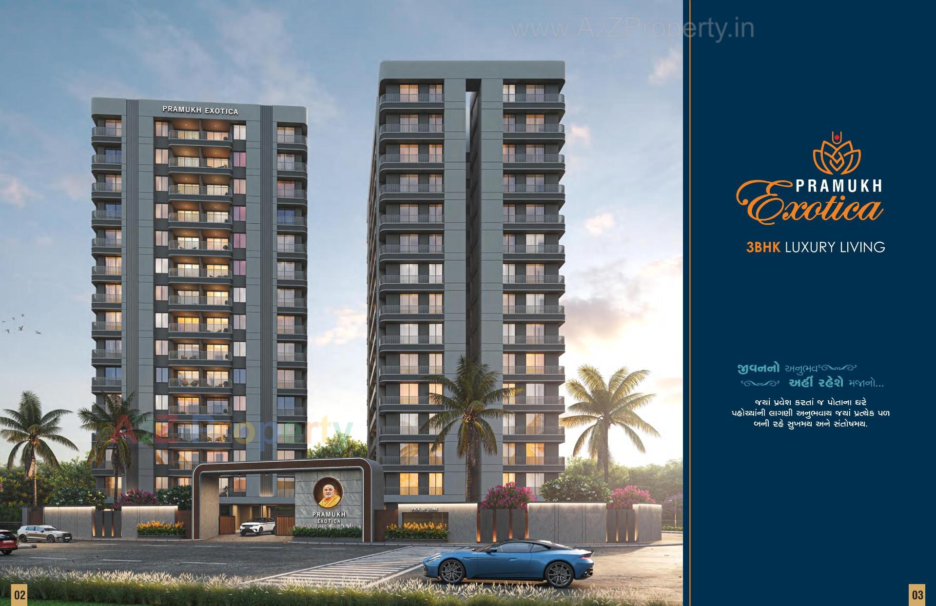 3D Elevation of real estate project Pramukh Exotica located at Abrama, Surat, Gujarat