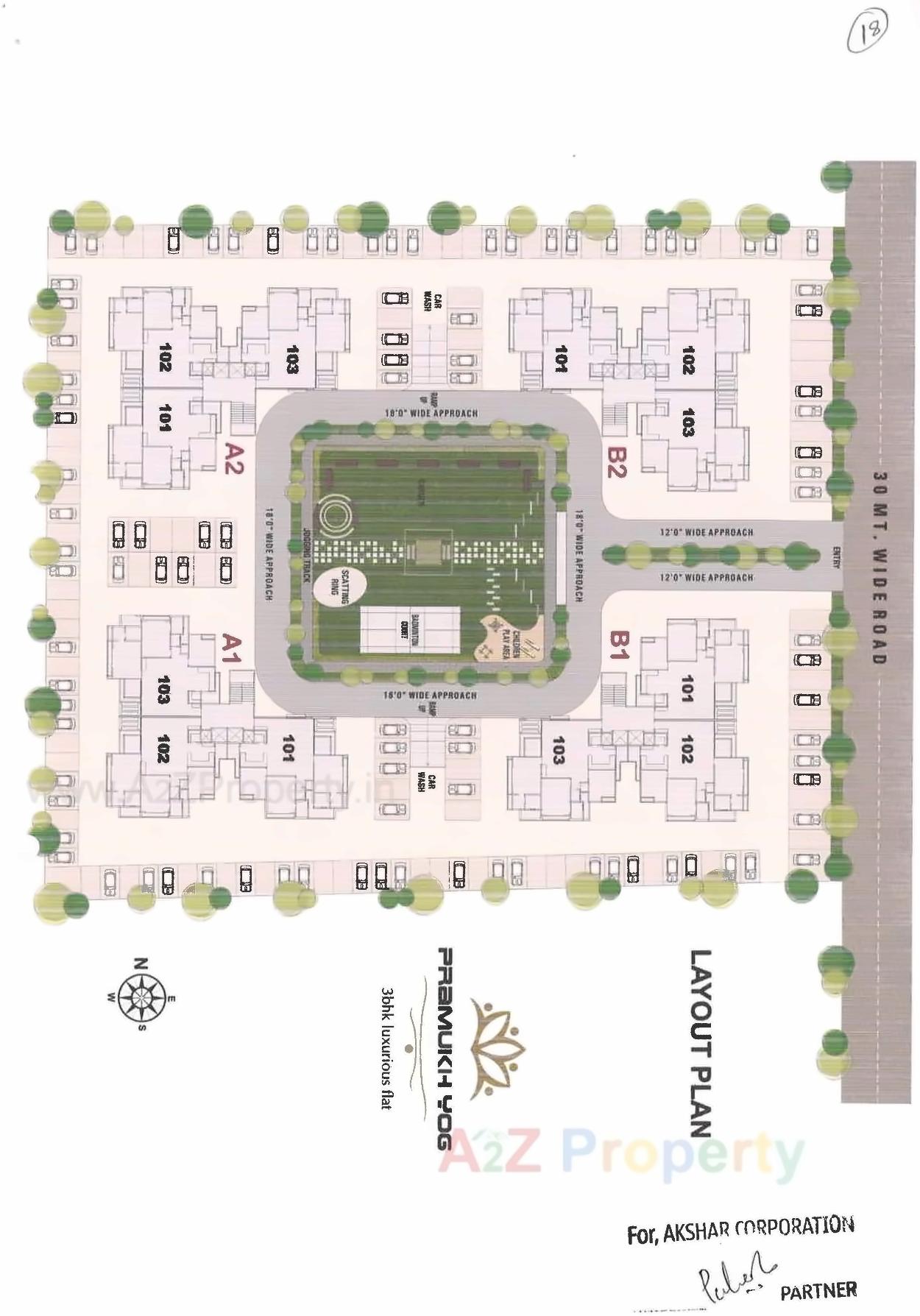Layout of real estate project Pramukh Yog, Sub Plot located at Singanpore, Surat, Gujarat