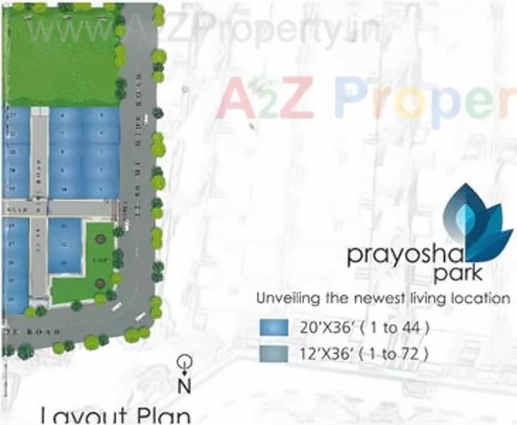 Layout of real estate project Prayosha Park located at Dindoli, Surat, Gujarat