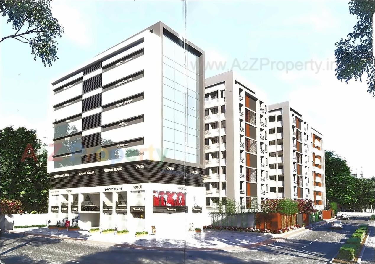 3D Elevation of real estate project Prayosha Pride located at Dindoli, Surat, Gujarat