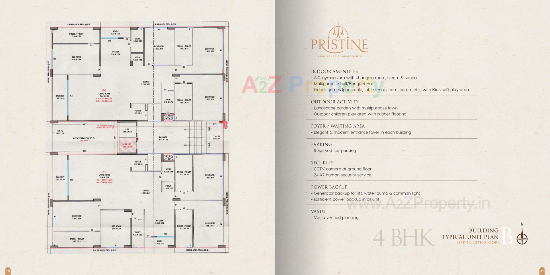 Layout of real estate project Pristine located at Vesu, Surat, Gujarat