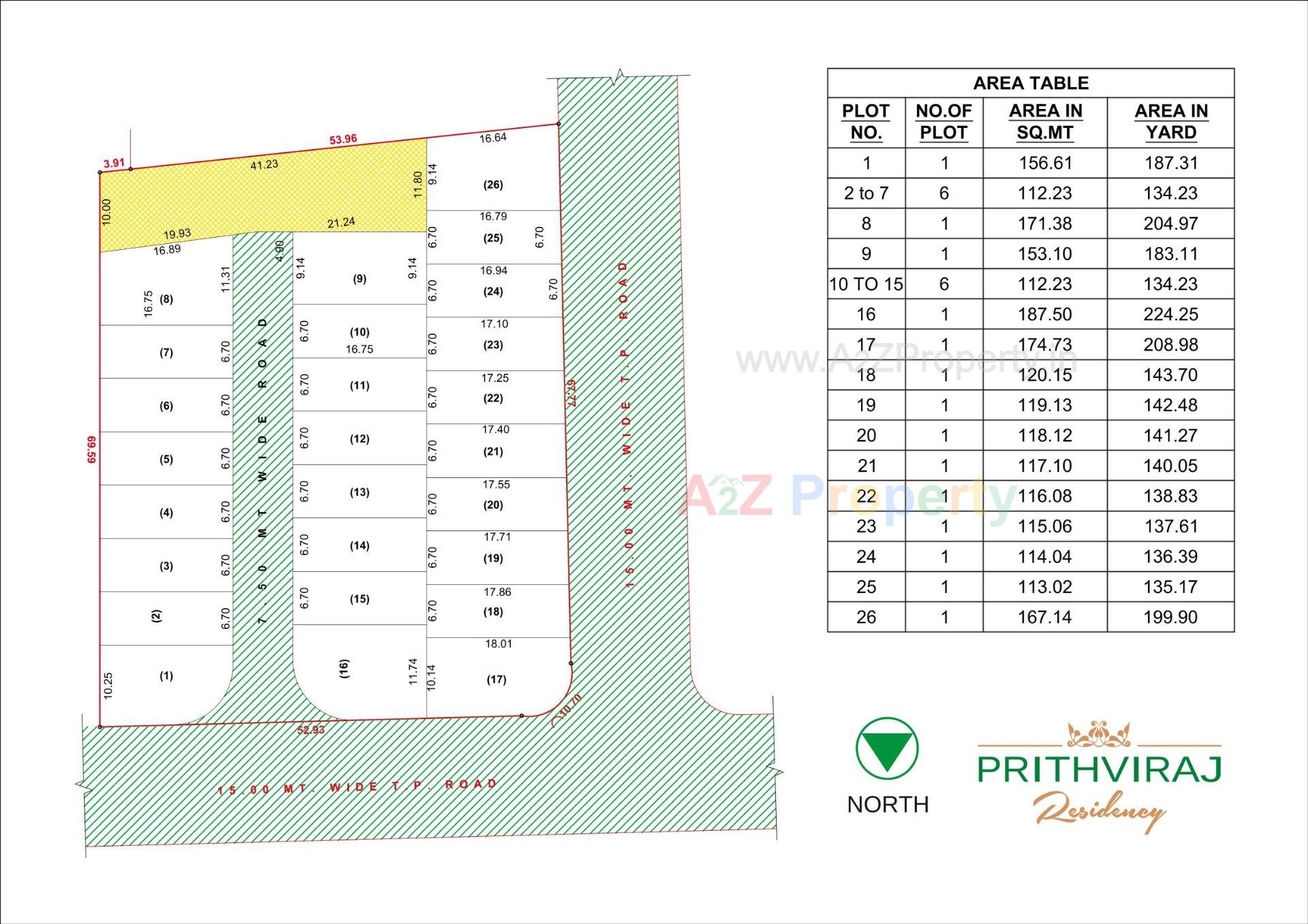 Layout of real estate project Prithviraj Residency located at Althan, Surat, Gujarat