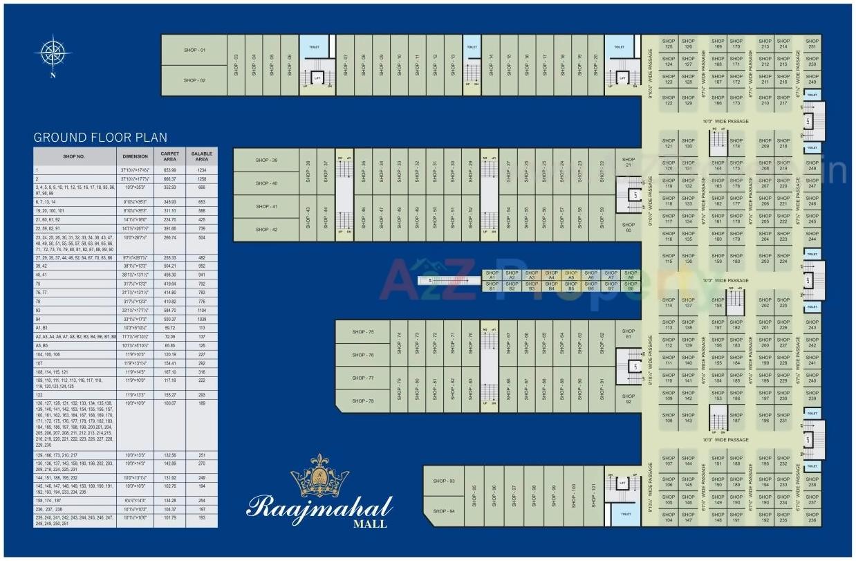 Layout of real estate project Raajmahal Mall located at Dindoli, Surat, Gujarat