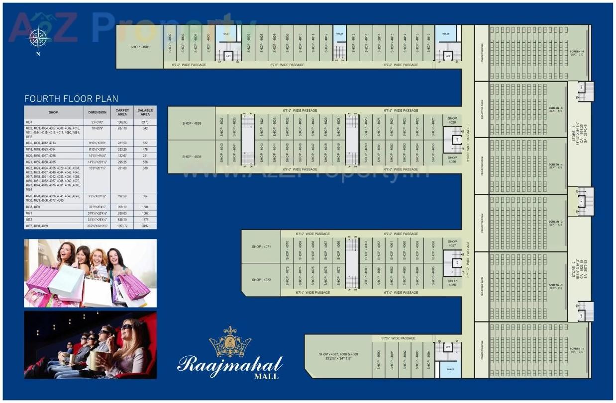 Layout of real estate project Raajmahal Mall located at Dindoli, Surat, Gujarat