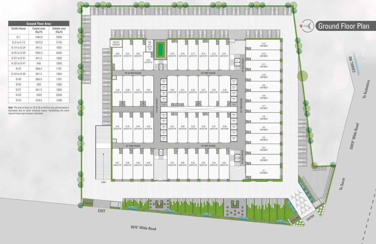 Layout of real estate project Raghuvir Platinum located at Kumbhariya, Surat, Gujarat