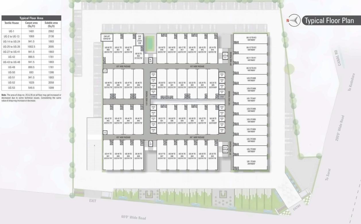 Layout of real estate project Raghuvir Platinum located at Kumbhariya, Surat, Gujarat