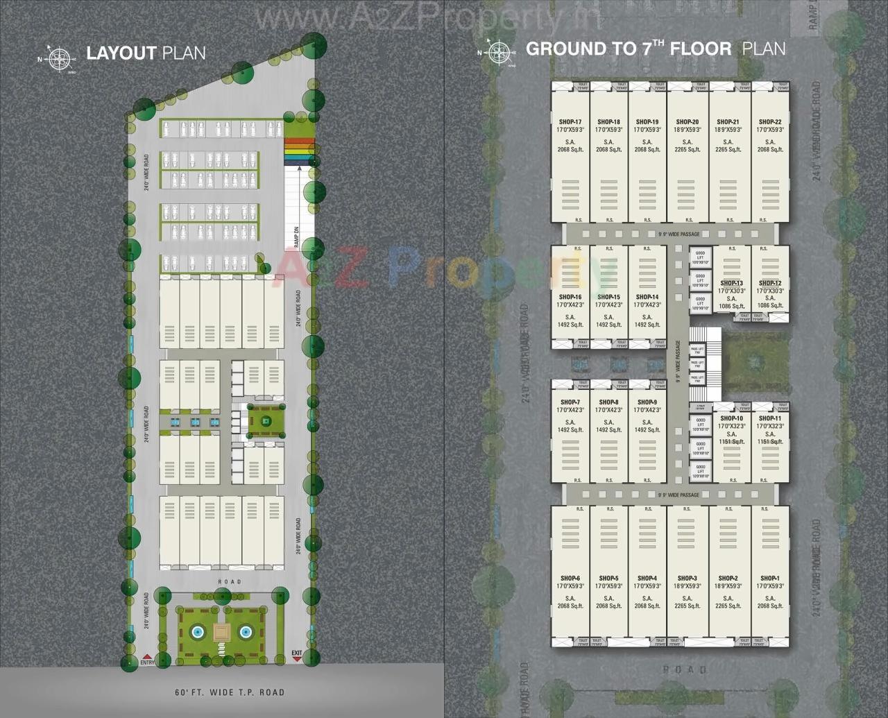Layout of real estate project Raghuvir Trade Center located at Magob, Surat, Gujarat