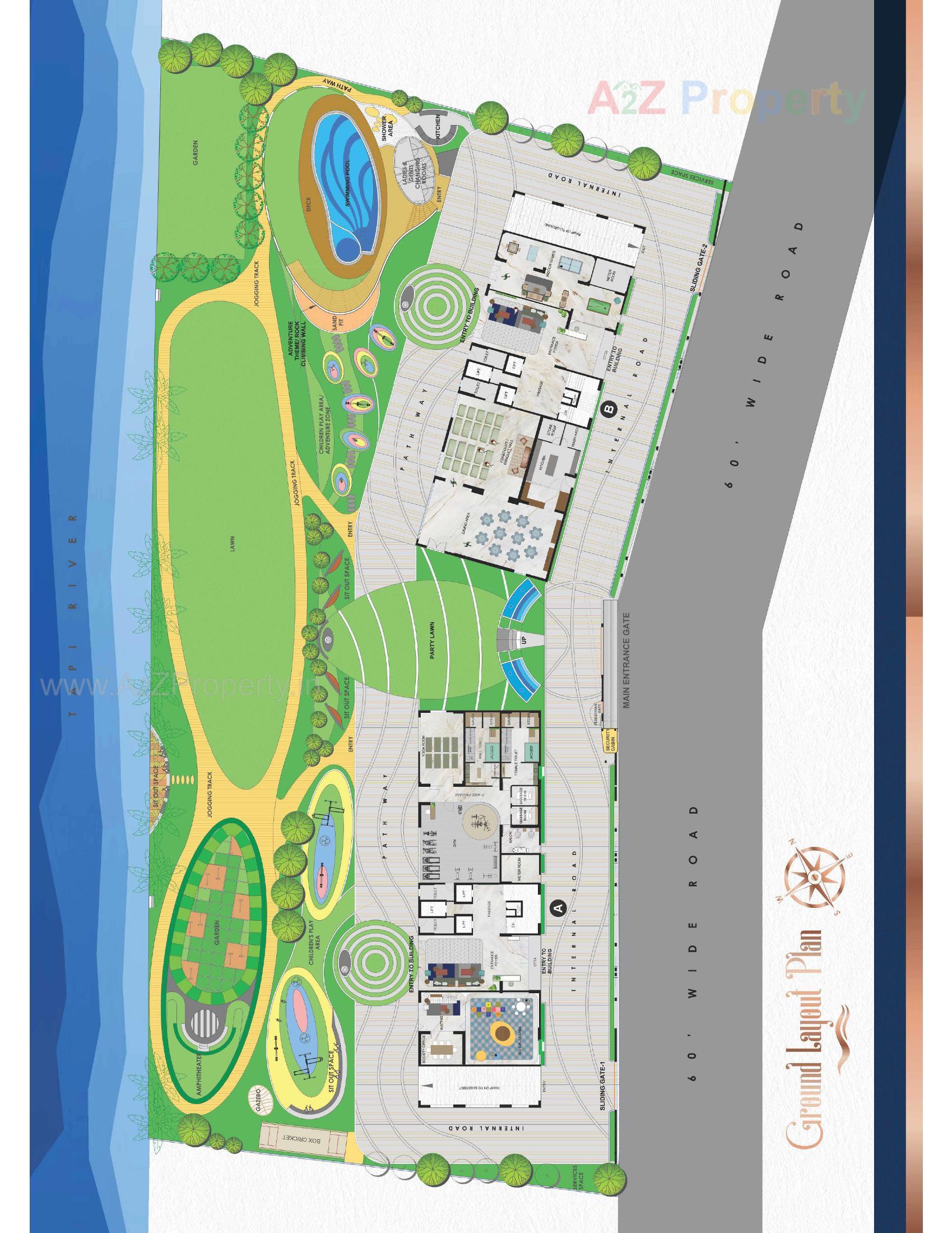 Layout of real estate project Rajhans Cornello located at Piplod, Surat, Gujarat