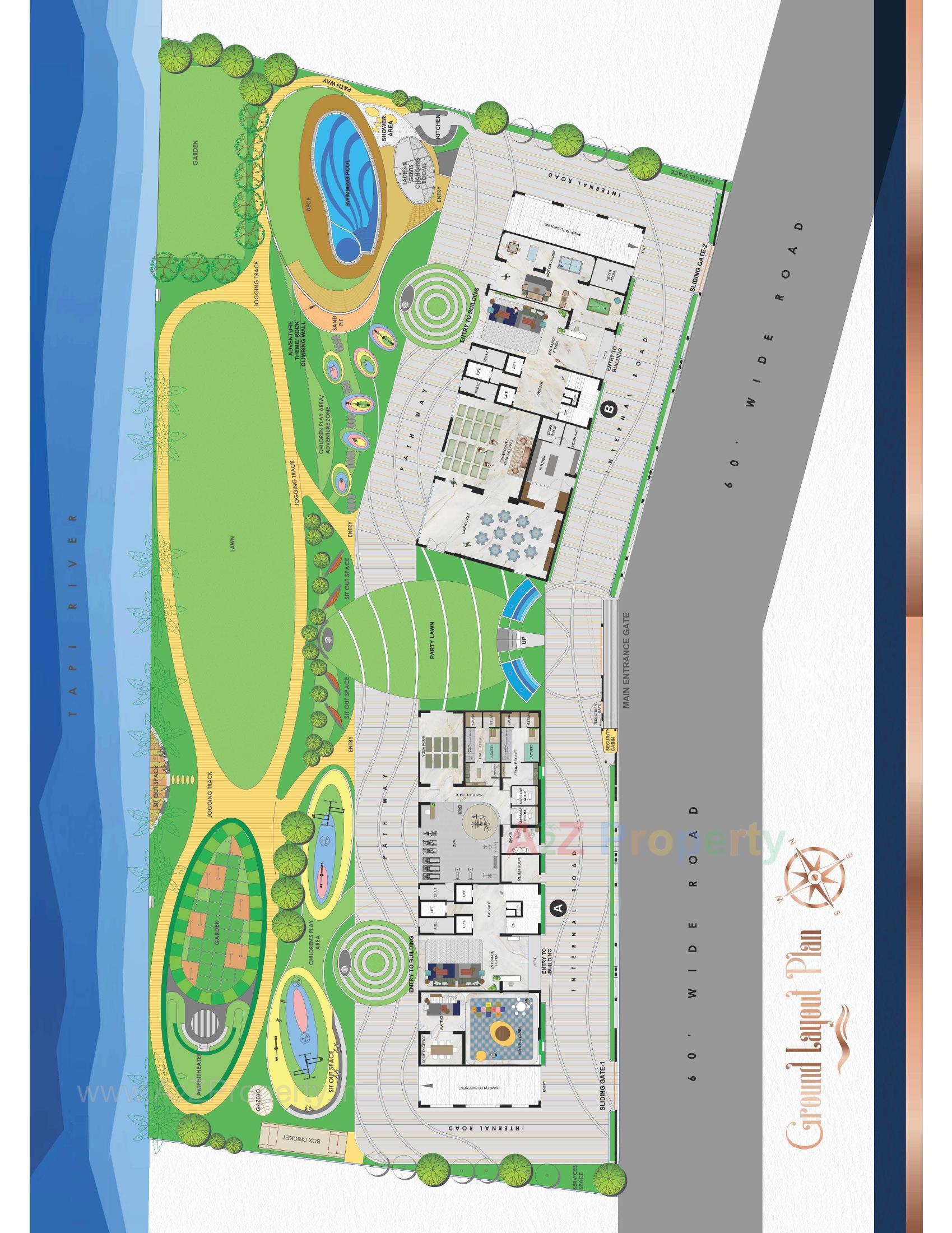 Layout of real estate project Rajhans Cornello located at Piplod, Surat, Gujarat