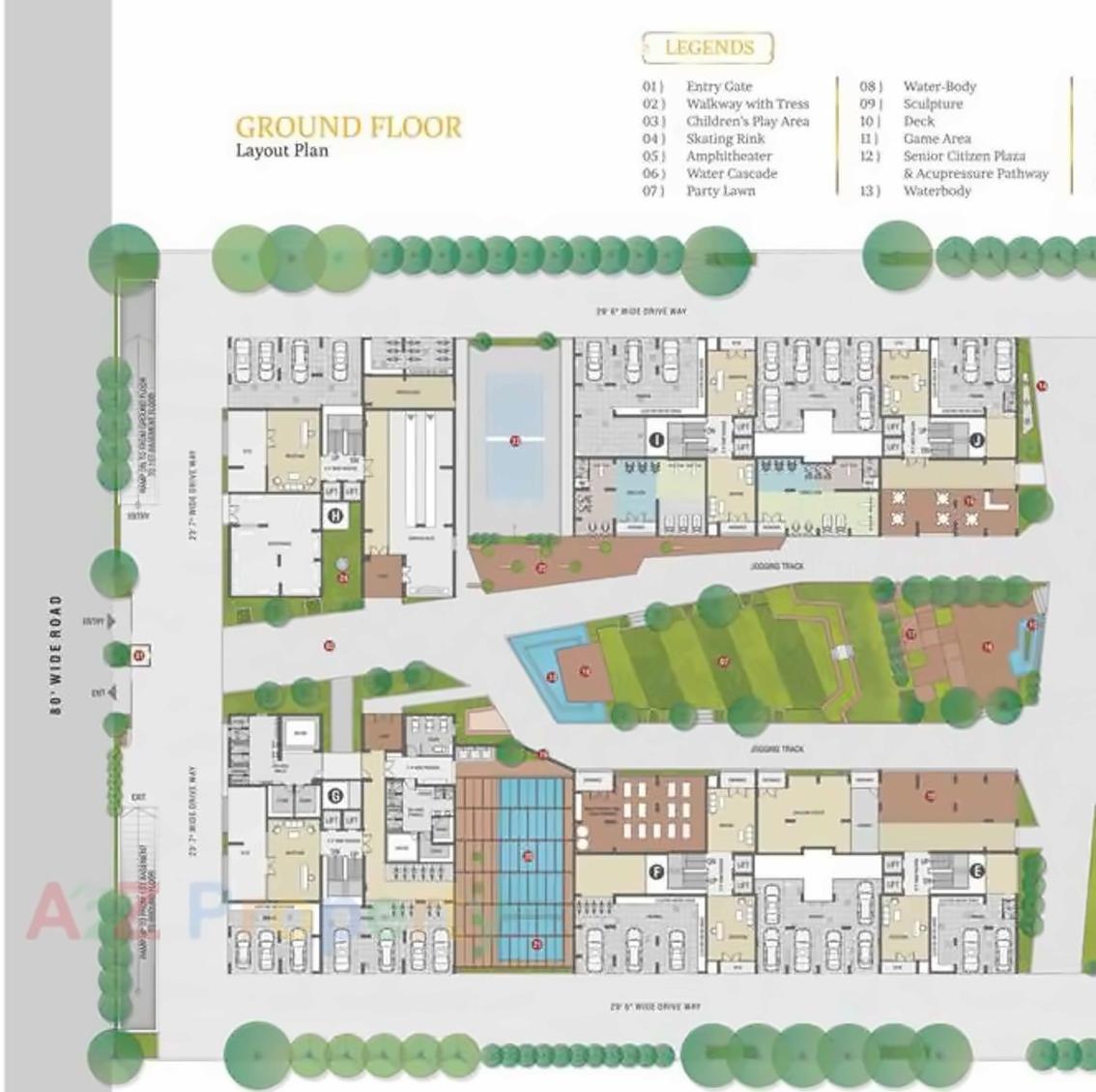 Layout of real estate project Rajhans Synfonia located at Abhva, Surat, Gujarat