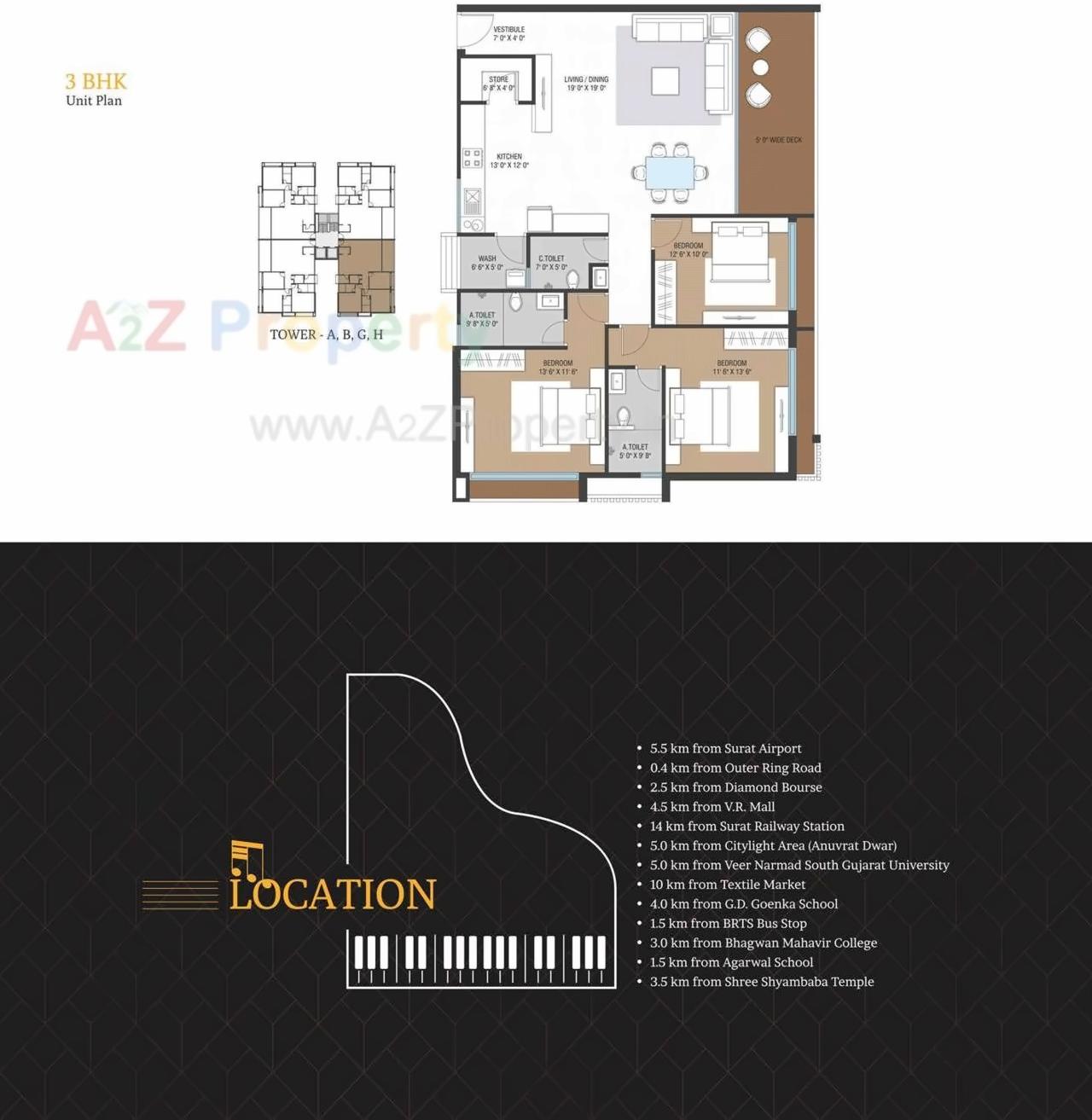 Layout of real estate project Rajhans Synfonia located at Abhva, Surat, Gujarat