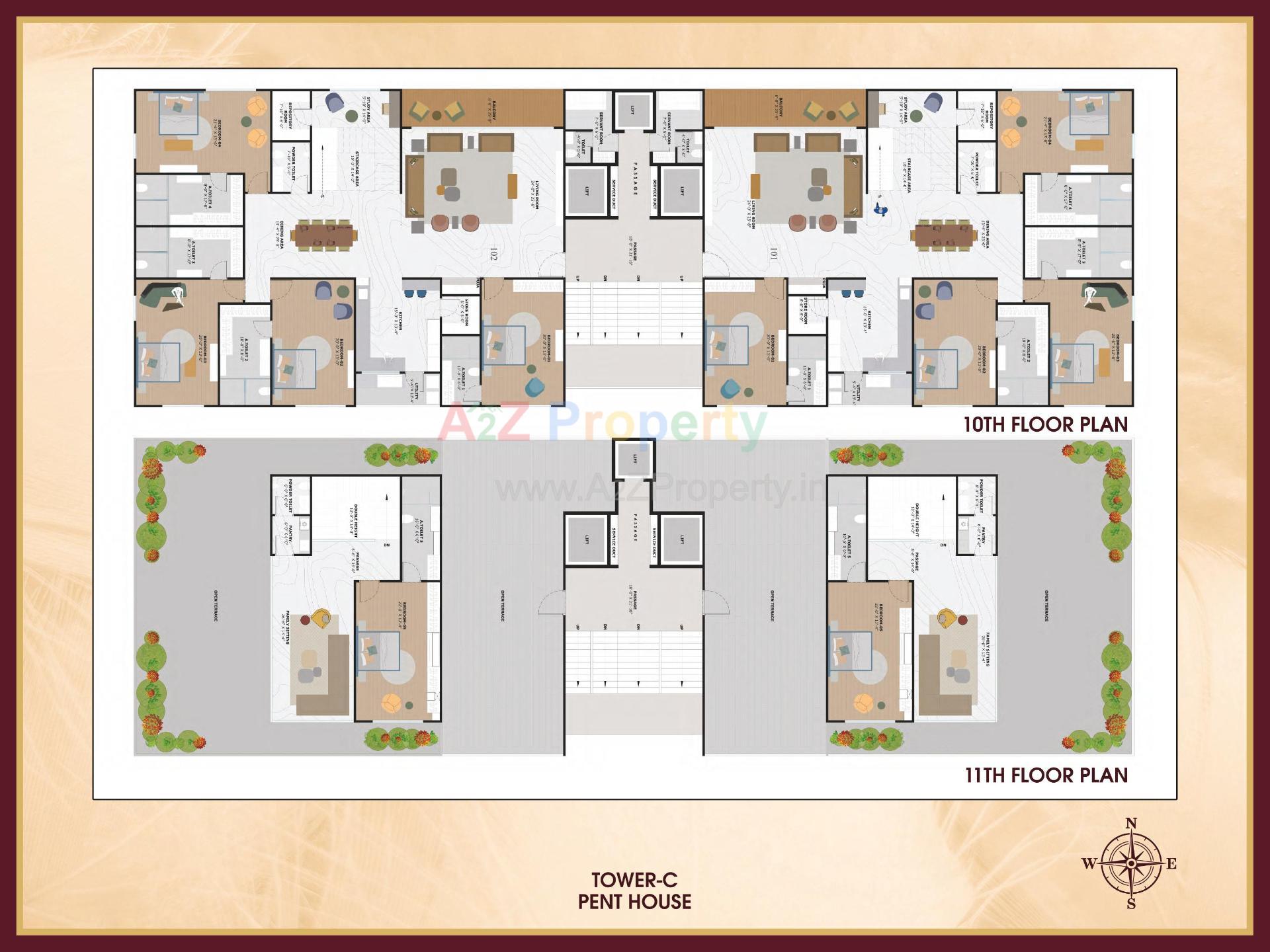 Layout of real estate project Rajhans Trionzza located at Vesu, Surat, Gujarat
