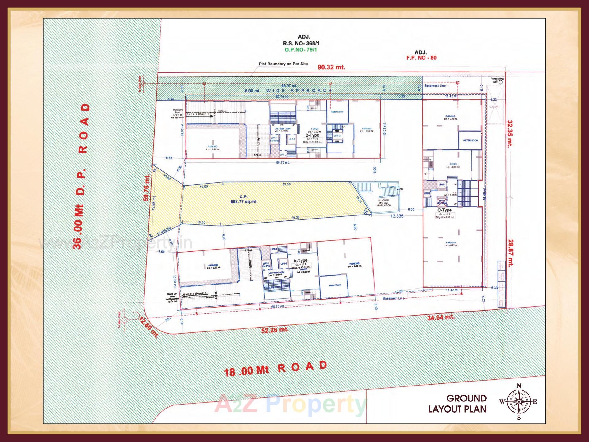 Layout of real estate project Rajhans Trionzza located at Vesu, Surat, Gujarat