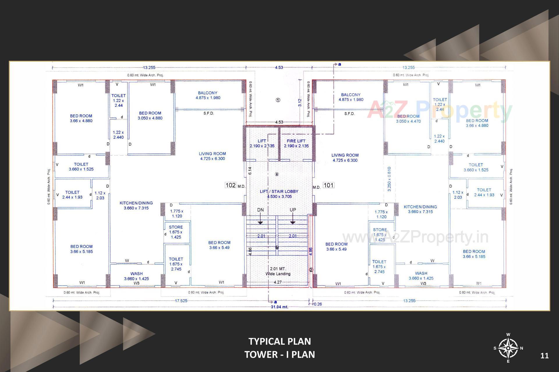 Layout of real estate project Rajhans Zorista located at Vesu, Surat, Gujarat