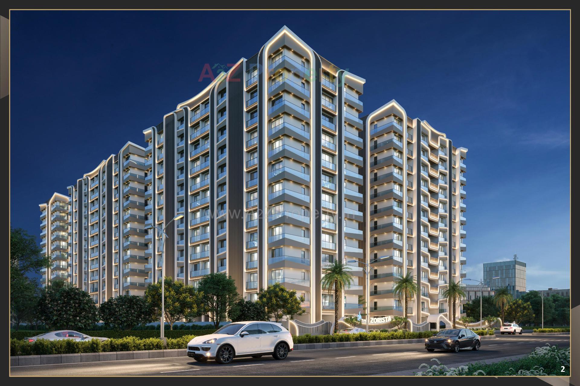 3D Elevation of real estate project Rajhans Zorista located at Vesu, Surat, Gujarat
