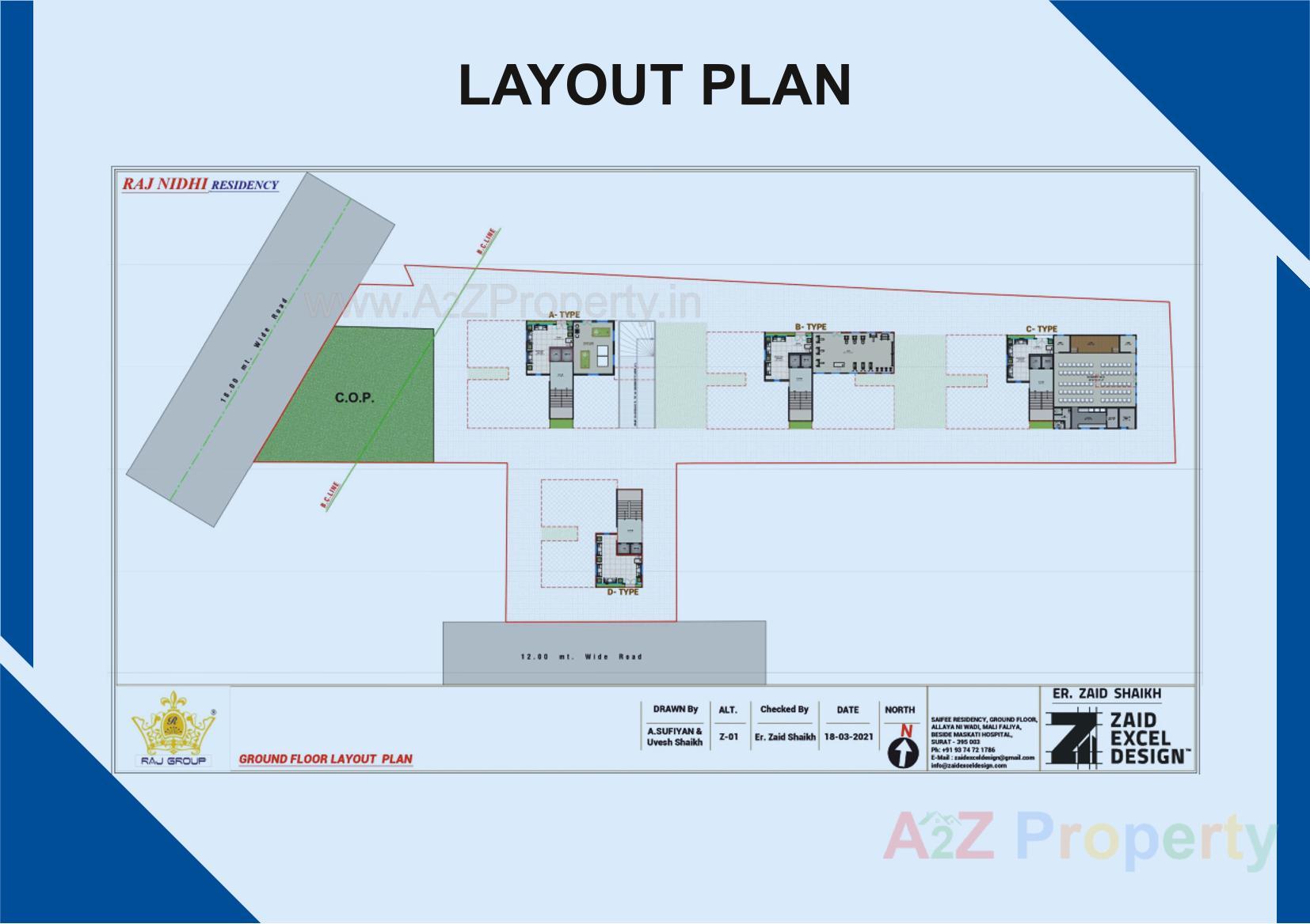 Layout of real estate project Rajnidhi Residency located at Majura-bhatar-road, Surat, Gujarat
