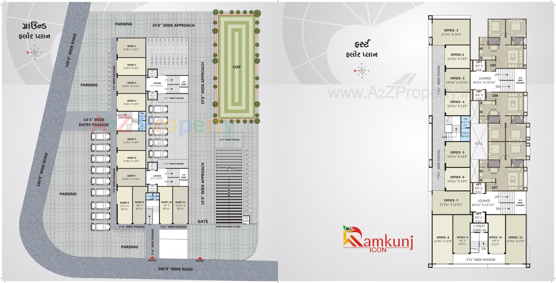 Layout of real estate project Ramkunj Icon located at Jiav, Surat, Gujarat