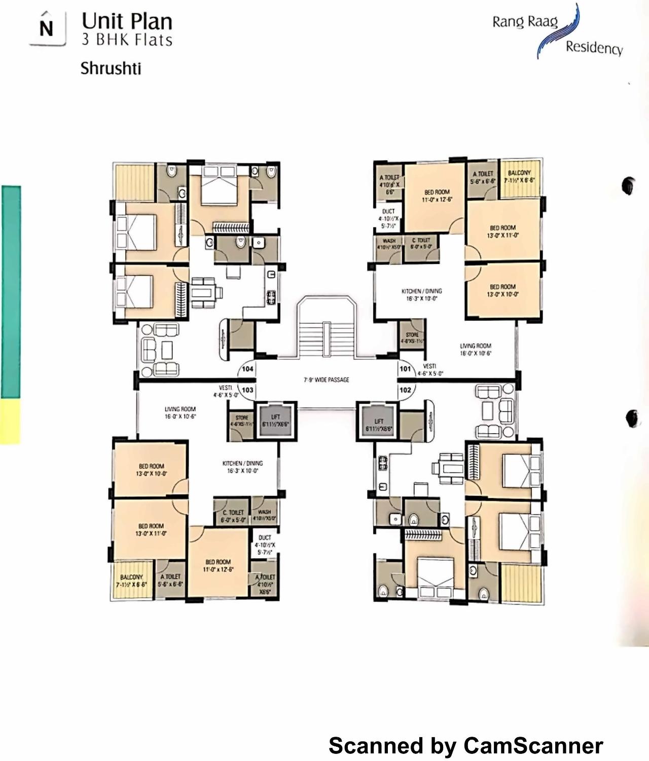 Layout of real estate project Rang Raag Residency located at Jahangir-pura, Surat, Gujarat