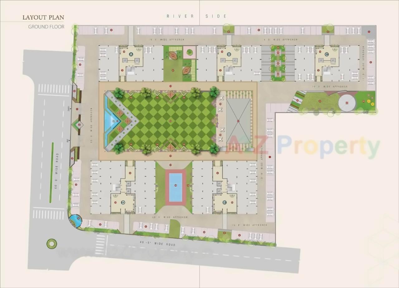 Layout of real estate project River Pentasky located at Althan, Surat, Gujarat