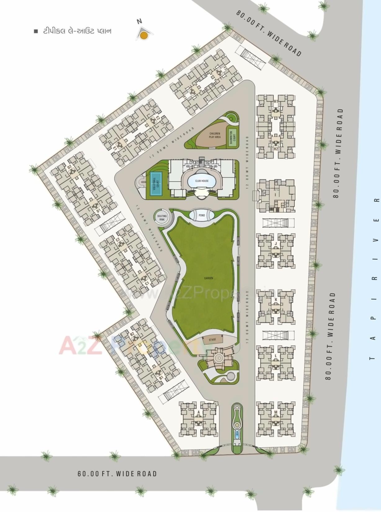 Layout of real estate project Riverview Heights (phase  Ii) located at Varachha, Surat, Gujarat