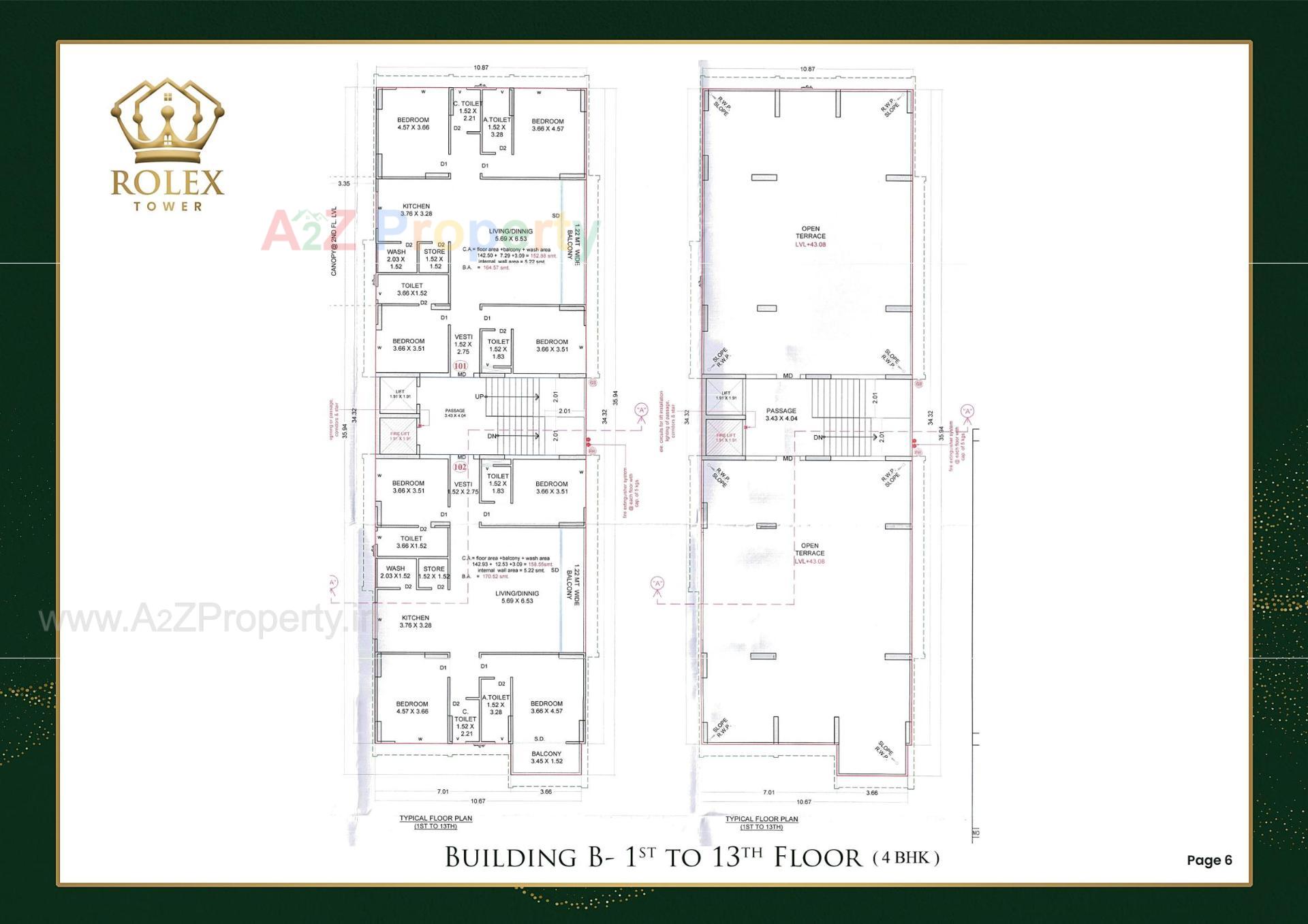 Layout of real estate project Rolex Tower located at Vesu, Surat, Gujarat