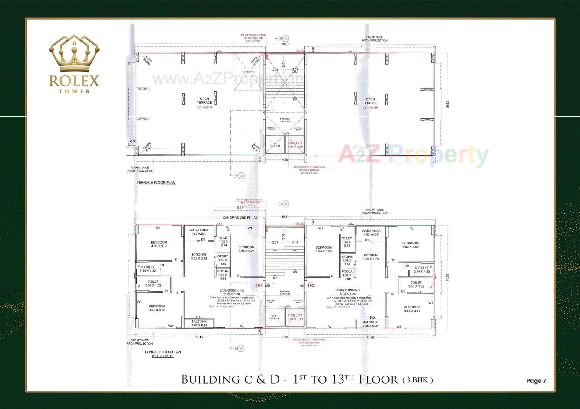 Layout of real estate project Rolex Tower located at Vesu, Surat, Gujarat