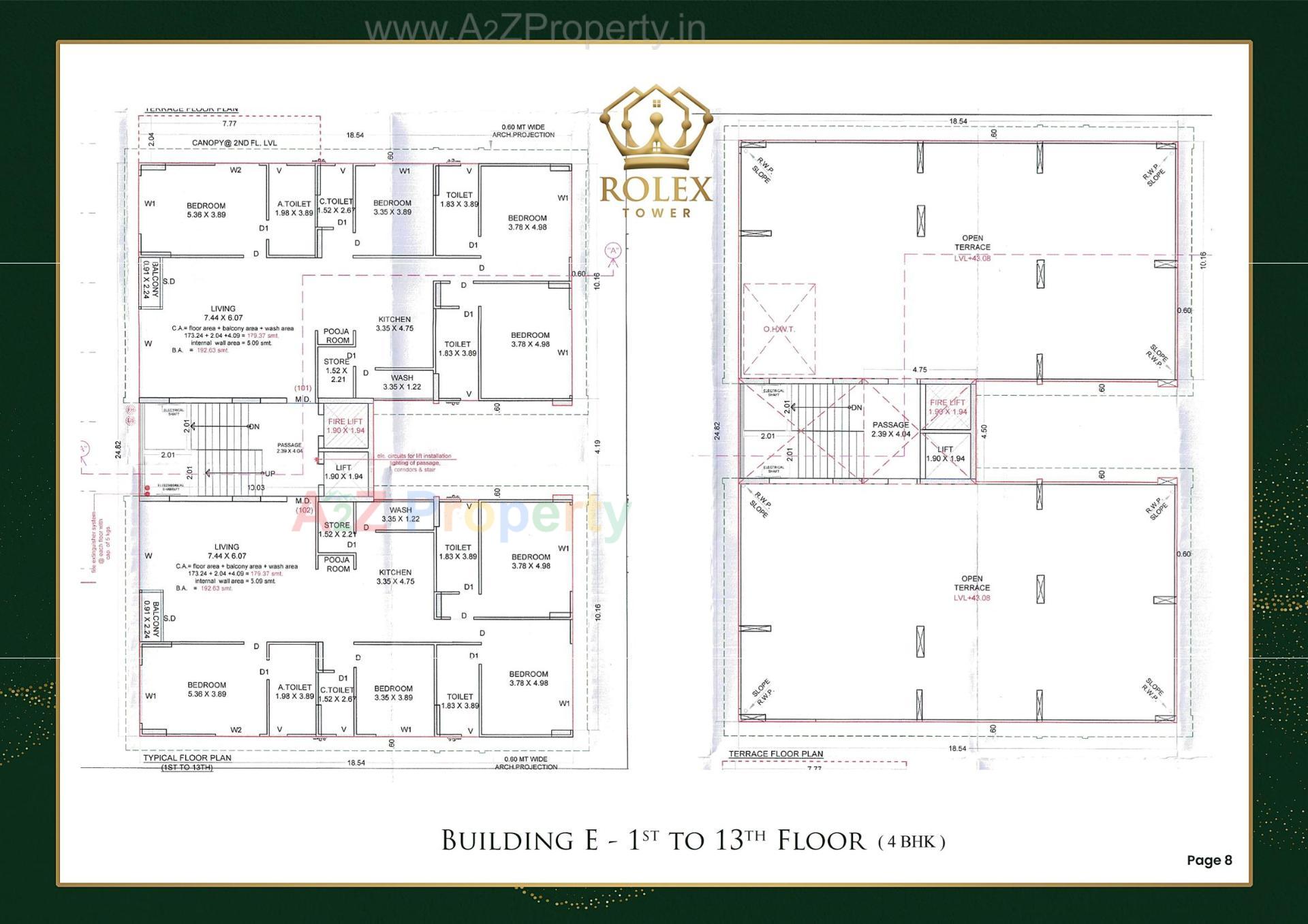 Layout of real estate project Rolex Tower located at Vesu, Surat, Gujarat