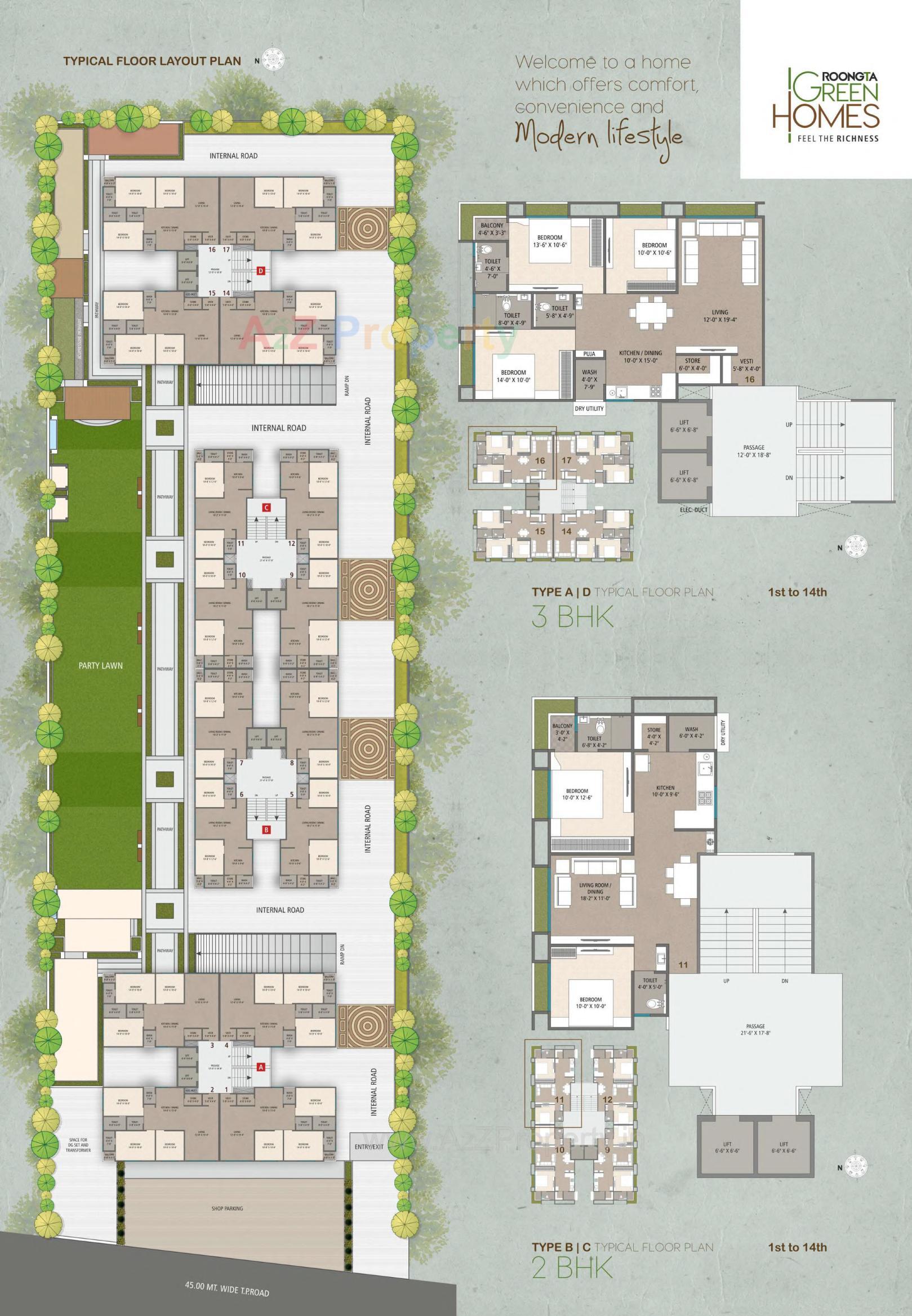 Layout of real estate project Roongta Green Homes located at Parvat, Surat, Gujarat