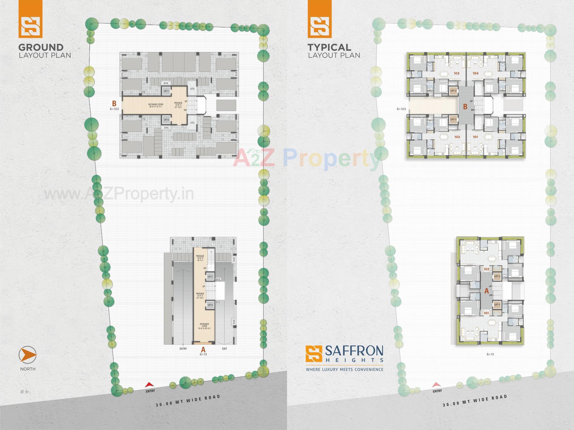 Layout of real estate project Saffron Heights located at Katargam, Surat, Gujarat
