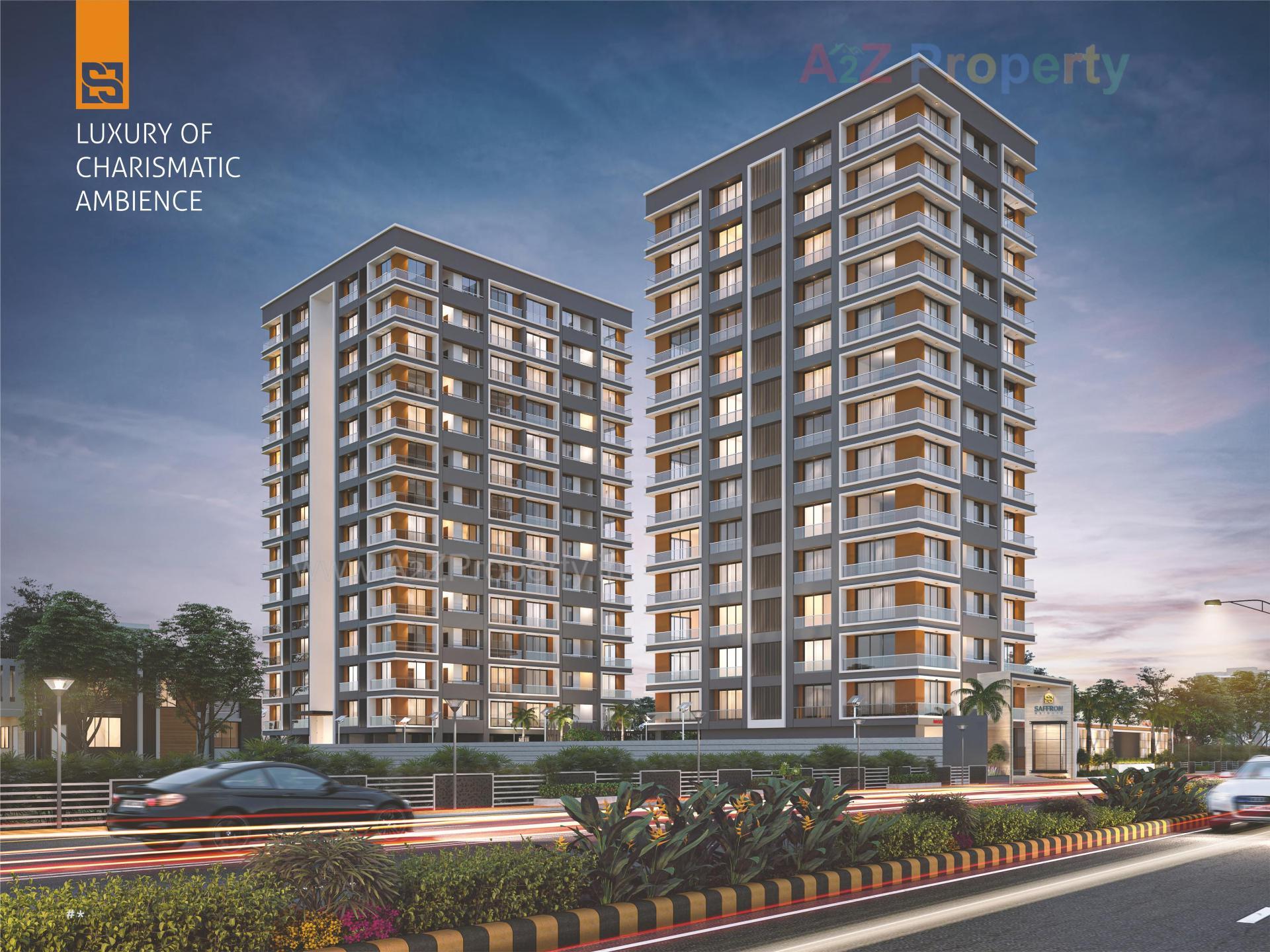 3D Elevation of real estate project Saffron Heights located at Katargam, Surat, Gujarat