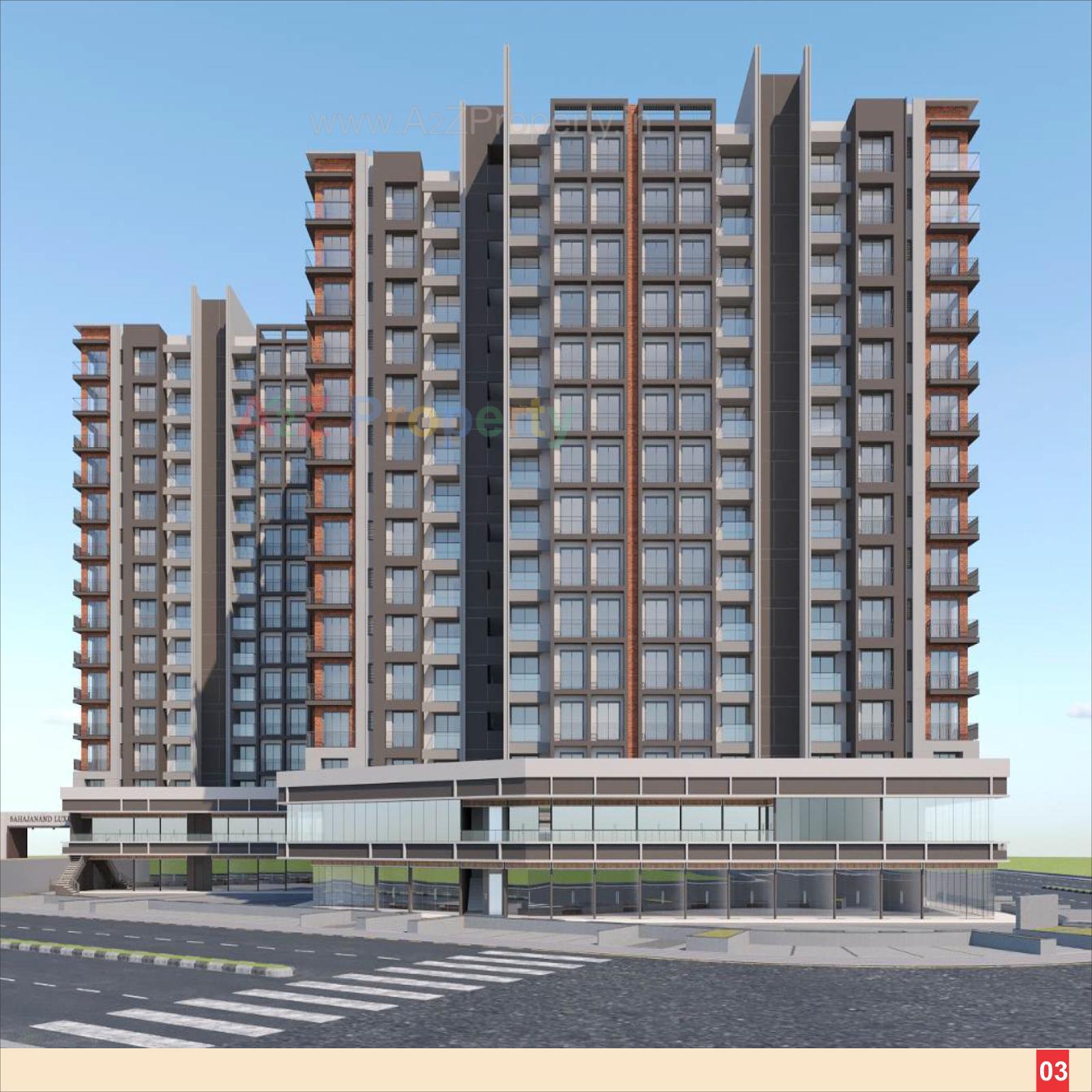 3D Elevation of real estate project Sahajanand Luxuria located at Jahangirabad, Surat, Gujarat