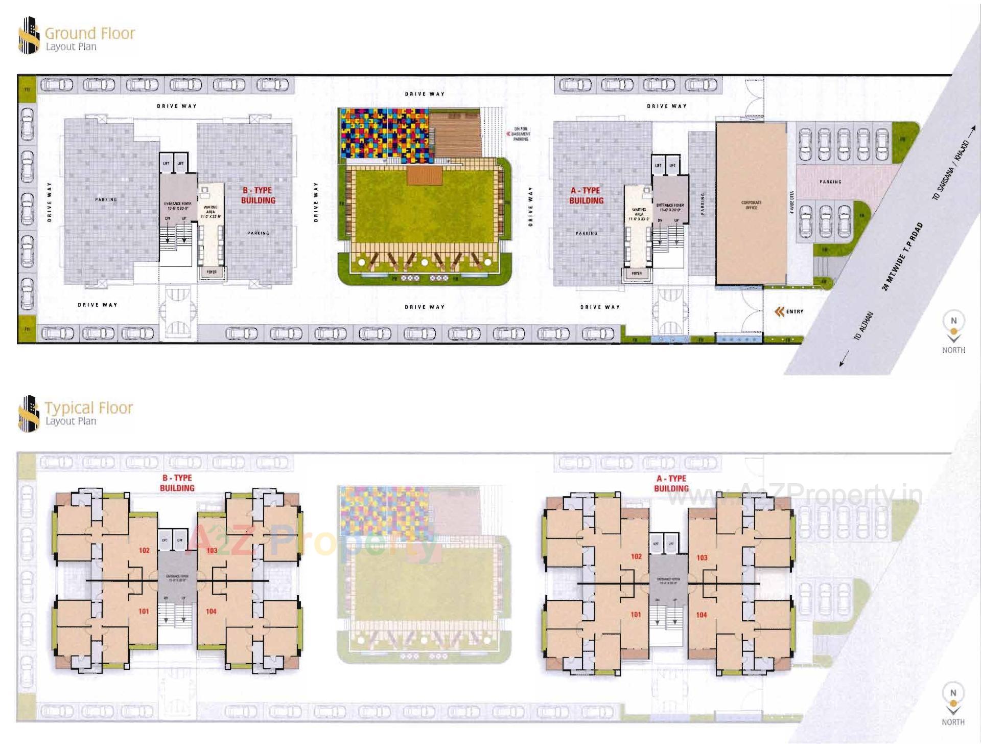 Layout of real estate project Sai Aashish Paradise located at Bhimrad, Surat, Gujarat