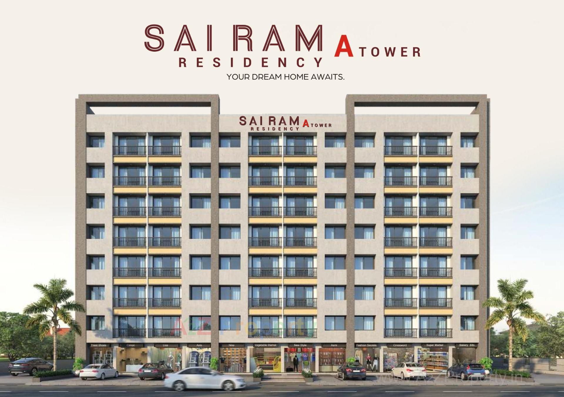 3D Elevation of real estate project Sai Ram Residency A Tower located at Bhestan, Surat, Gujarat