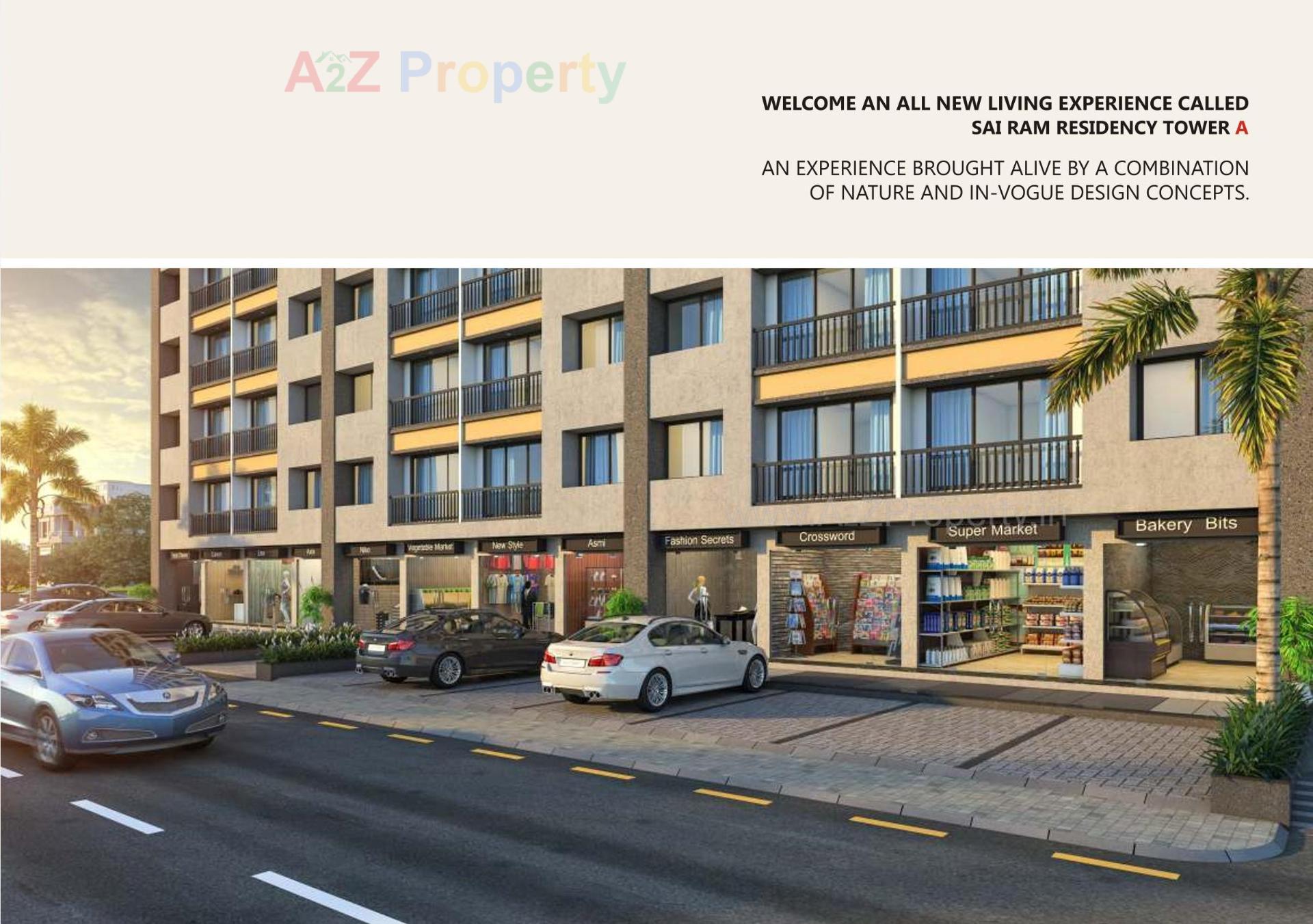 3D Elevation of real estate project Sai Ram Residency A Tower located at Bhestan, Surat, Gujarat