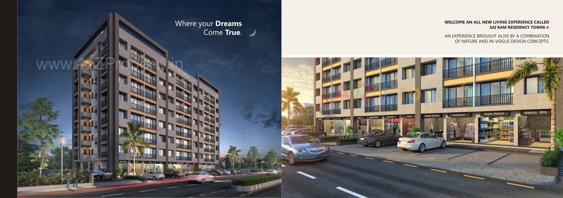 3D Elevation of real estate project Sai Ram Residency A Tower located at Bhestan, Surat, Gujarat