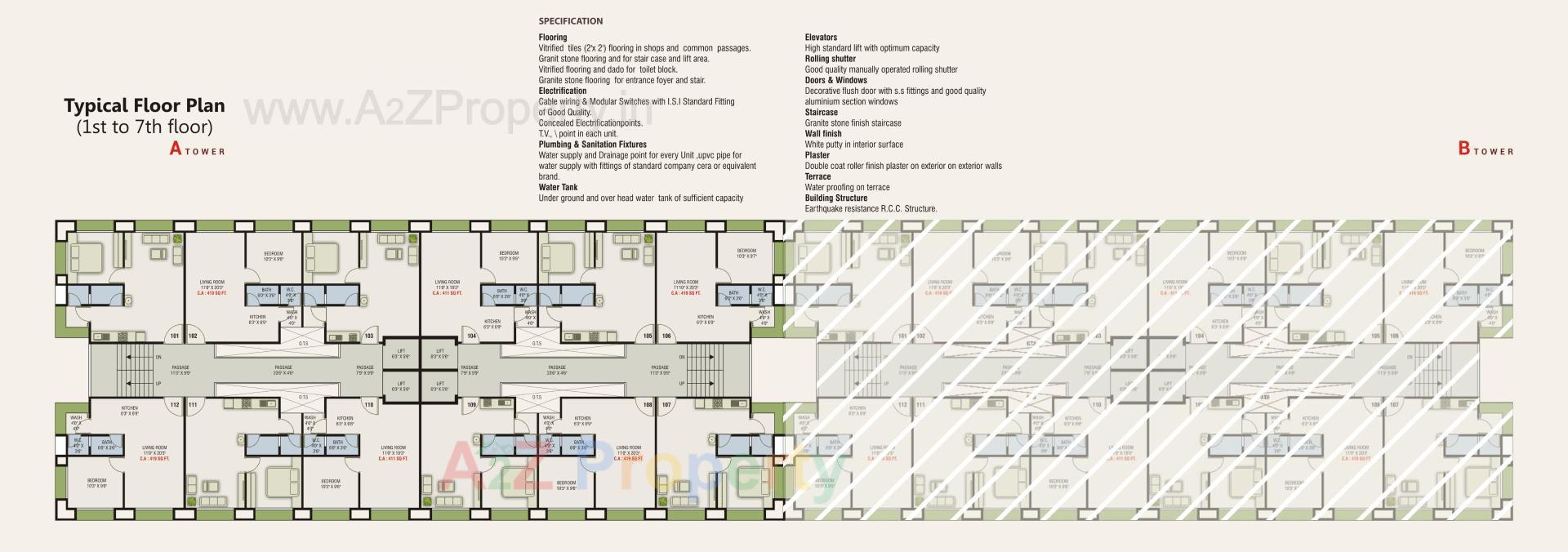 Layout of real estate project Sai Ram Residency A Tower located at Bhestan, Surat, Gujarat